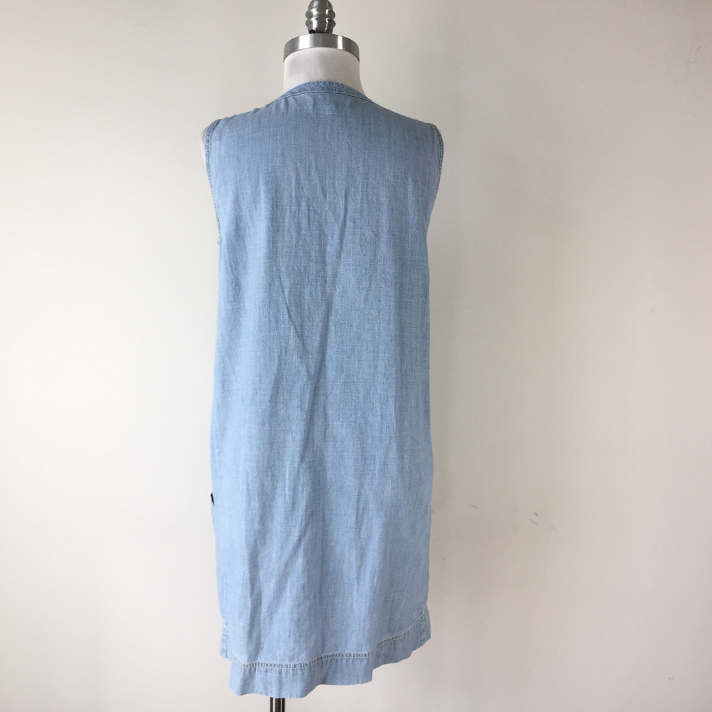 Madewell Chambray Lace-up Shift Dress S Sleeveless - Picture 5 of 7